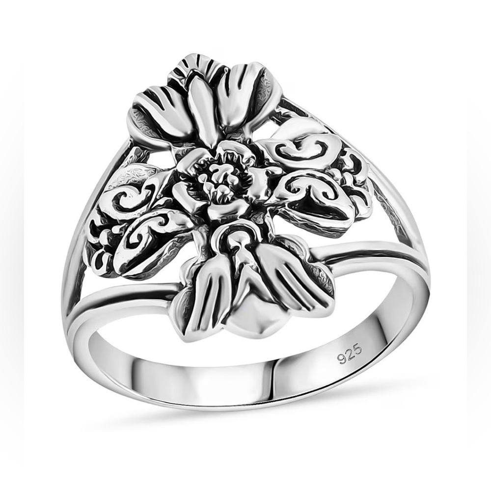 Bali Legacy Sterling Silver Catholic Cross Ring Size 5.0 4.4g New/Gift Boxed!